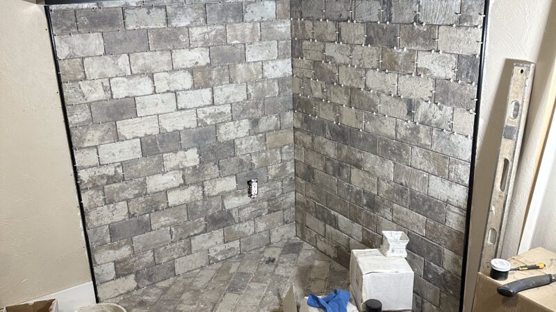 Twin Falls bathroom remodel with recessed niches Twin Falls bathroom remodel with slate tile