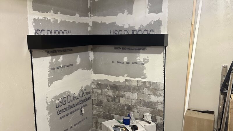 Twin Falls bathroom remodel with tiered shelving Twin Falls bathroom remodel with ceramic tile